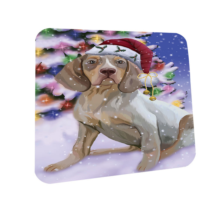 Winterland Wonderland Pachon Navarr Dog In Christmas Holiday Scenic Background Coasters Set of 4 CST55669