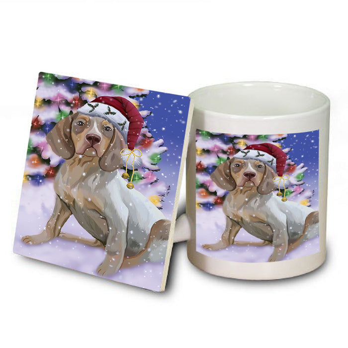 Winterland Wonderland Pachon Navarr Dog In Christmas Holiday Scenic Background Mug and Coaster Set MUC55703
