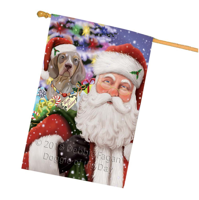 Santa Carrying Pachon Navarro Dog and Christmas Presents House Flag FLG55943
