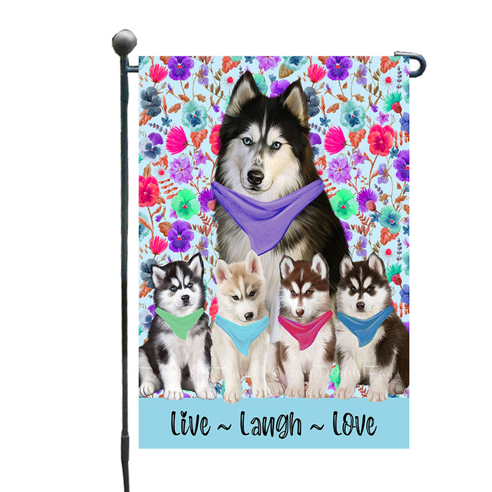 Pansies Siberian Husky Dogs Garden Flags - Outdoor Double Sided Garden Yard Porch Lawn Spring Decorative Vertical Home Flags 12 1/2"w x 18"h