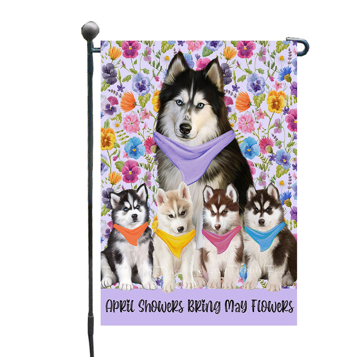 Pansies Siberian Husky Dogs Garden Flags - Outdoor Double Sided Garden Yard Porch Lawn Spring Decorative Vertical Home Flags 12 1/2"w x 18"h