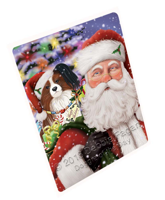 Santa Carrying Papillion Dog and Christmas Presents Large Refrigerator / Dishwasher Magnet RMAG95358