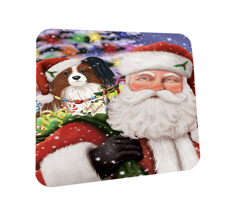 Santa Carrying Papillion Dog and Christmas Presents Coasters Set of 4 CST55473