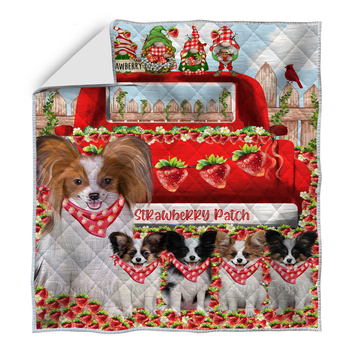 Papillon Bed Quilt, Explore a Variety of Designs, Personalized, Custom, Bedding Coverlet Quilted, Pet and Dog Lovers Gift