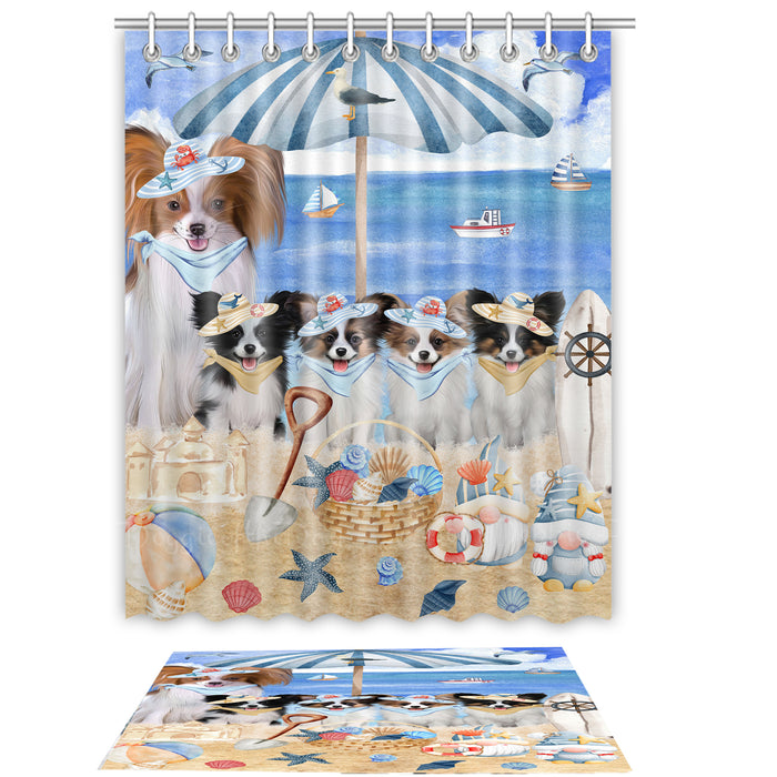 Papillon Shower Curtain & Bath Mat Set, Bathroom Decor Curtains with hooks and Rug, Explore a Variety of Designs, Personalized, Custom, Dog Lover's Gifts