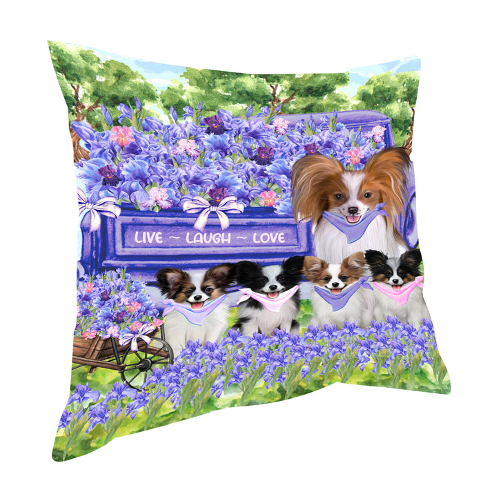 Papillion Throw Pillow, Explore a Variety of Custom Designs, Personalized, Cushion for Sofa Couch Bed Pillows, Pet Gift for Dog Lovers
