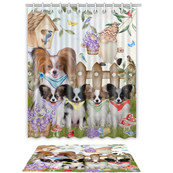 Papillon Shower Curtain & Bath Mat Set, Bathroom Decor Curtains with hooks and Rug, Explore a Variety of Designs, Personalized, Custom, Dog Lover's Gifts