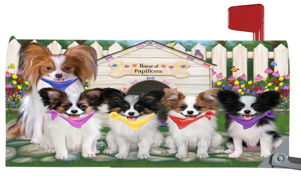 Spring Dog House Papillon Dogs Magnetic Mailbox Cover Both Sides Pet Theme Printed Decorative Letter Box Wrap Case Postbox Thick Magnetic Vinyl Material