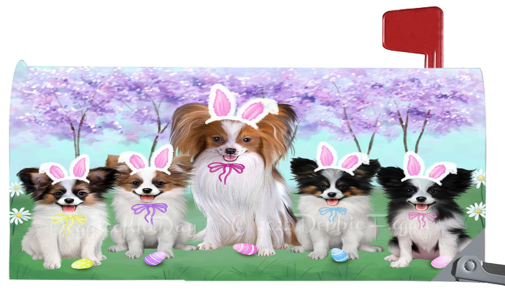 Easter Holiday Family Papillon Dog Magnetic Mailbox Cover Both Sides Pet Theme Printed Decorative Letter Box Wrap Case Postbox Thick Magnetic Vinyl Material