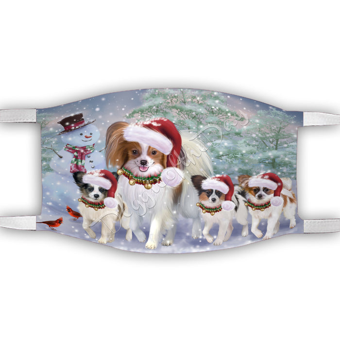 Christmas Running Fammily Papillon Dogs Face Mask FM48731