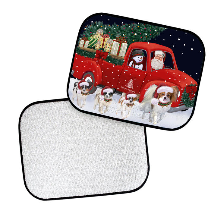 Christmas Express Delivery Red Truck Running Papillon Dogs Polyester Anti-Slip Vehicle Carpet Car Floor Mats  CFM49519