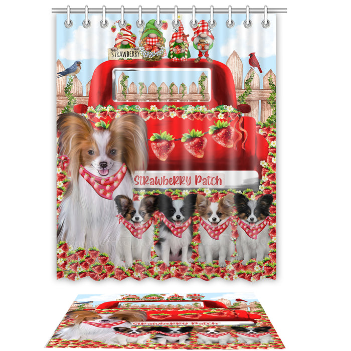 Papillon Shower Curtain & Bath Mat Set: Explore a Variety of Designs, Custom, Personalized, Curtains with hooks and Rug Bathroom Decor, Gift for Dog and Pet Lovers