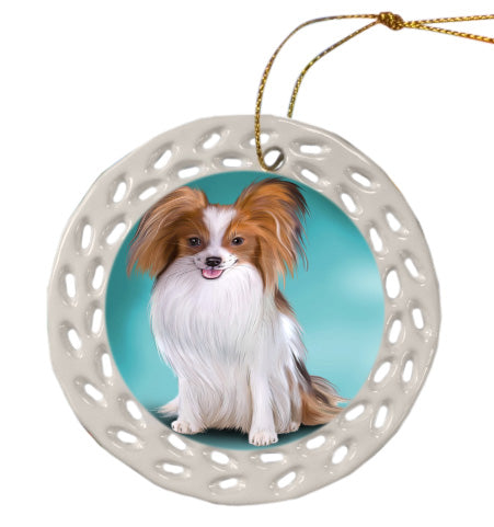 Papillion Dog Doily Ornament DPOR59215