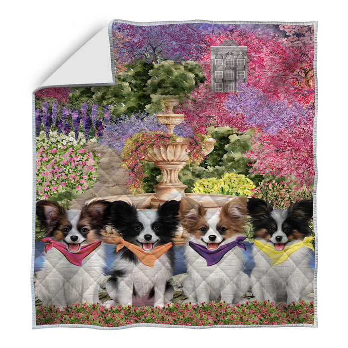 Papillon Bedspread Quilt, Bedding Coverlet Quilted, Explore a Variety of Designs, Personalized, Custom, Dog Gift for Pet Lovers