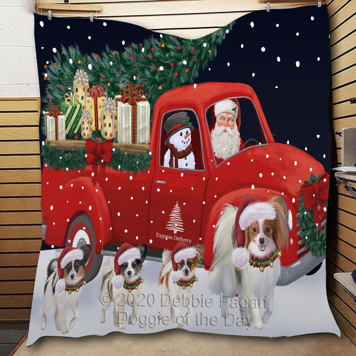 Christmas Express Delivery Red Truck Running Pembroke Welsh Corgi Dogs Lightweight Soft Bedspread Coverlet Bedding Quilt QUILT59986