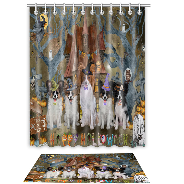 Papillon Shower Curtain & Bath Mat Set - Explore a Variety of Personalized Designs - Custom Rug and Curtains with hooks for Bathroom Decor - Pet and Dog Lovers Gift