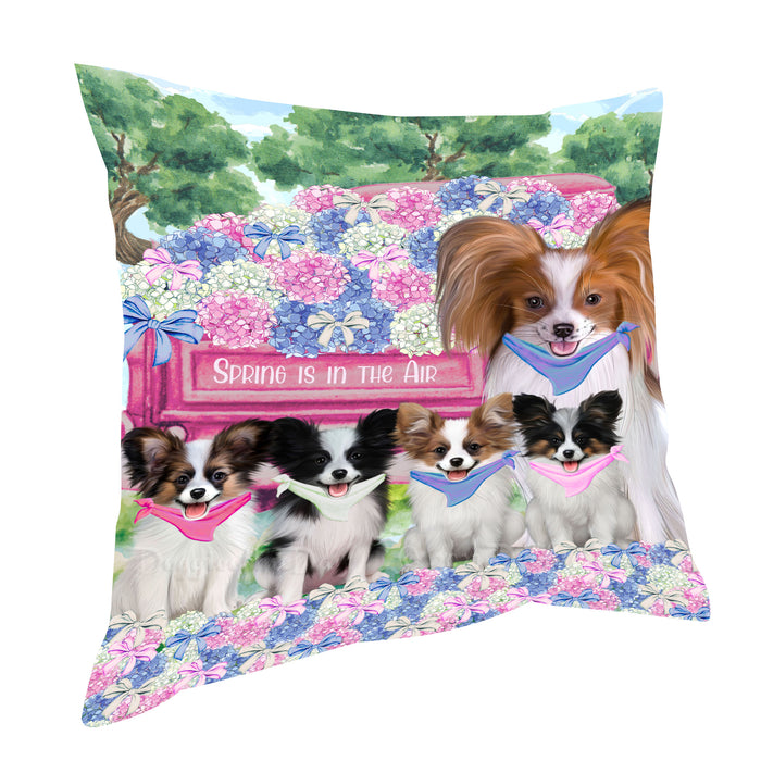 Papillion Throw Pillow: Explore a Variety of Designs, Custom, Cushion Pillows for Sofa Couch Bed, Personalized, Dog Lover's Gifts