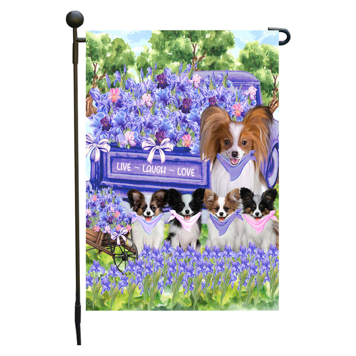 Papillion Dogs Garden Flag for Dog and Pet Lovers, Explore a Variety of Designs, Custom, Personalized, Weather Resistant, Double-Sided, Outdoor Garden Yard Decoration