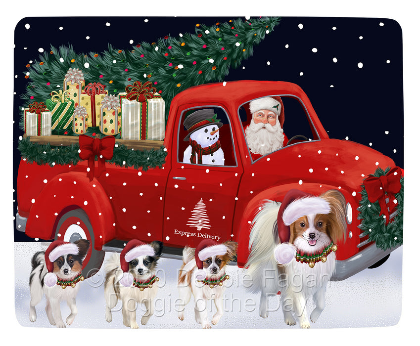 Christmas Express Delivery Red Truck Running Papillon Dogs Blanket BLNKT141883