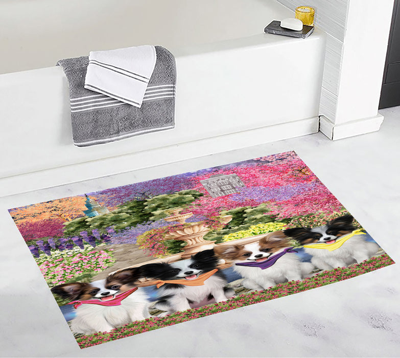 Papillon Anti-Slip Bath Mat, Explore a Variety of Designs, Soft and Absorbent Bathroom Rug Mats, Personalized, Custom, Dog and Pet Lovers Gift