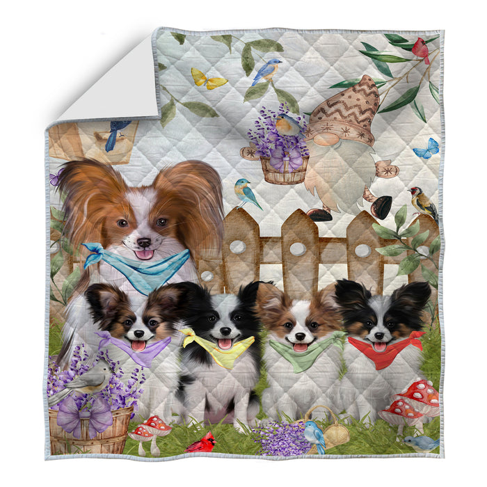 Papillon Quilt: Explore a Variety of Personalized Designs, Custom, Bedding Coverlet Quilted, Pet and Dog Lovers Gift