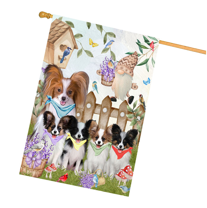 Papillion Dogs House Flag: Explore a Variety of Designs, Custom, Personalized, Weather Resistant, Double-Sided, Home Outside Yard Decor for Dog and Pet Lovers