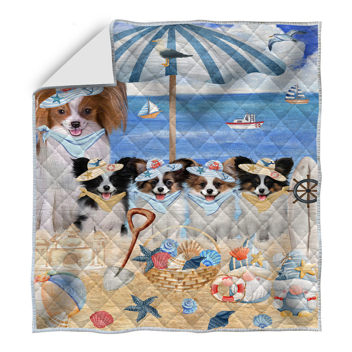 Papillon Bed Quilt, Explore a Variety of Designs, Personalized, Custom, Bedding Coverlet Quilted, Pet and Dog Lovers Gift