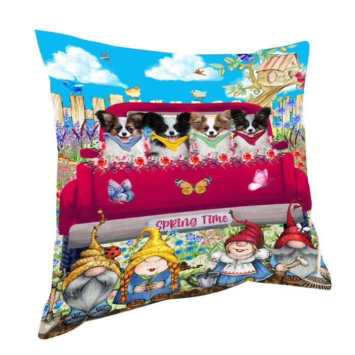Papillion Throw Pillow, Explore a Variety of Custom Designs, Personalized, Cushion for Sofa Couch Bed Pillows, Pet Gift for Dog Lovers