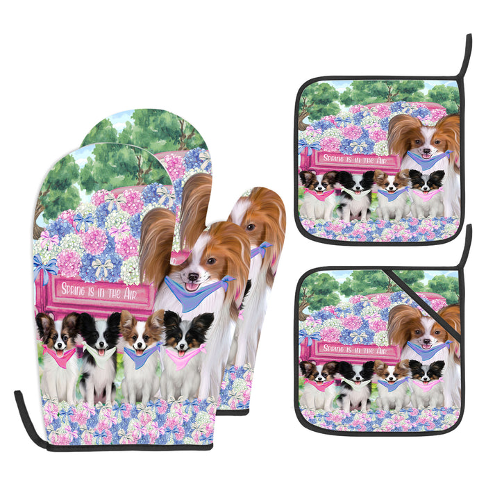 Papillon Oven Mitts and Pot Holder Set, Kitchen Gloves for Cooking with Potholders, Explore a Variety of Custom Designs, Personalized, Pet & Dog Gifts