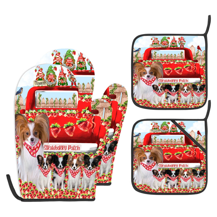 Papillon Oven Mitts and Pot Holder, Explore a Variety of Designs, Custom, Kitchen Gloves for Cooking with Potholders, Personalized, Dog and Pet Lovers Gift