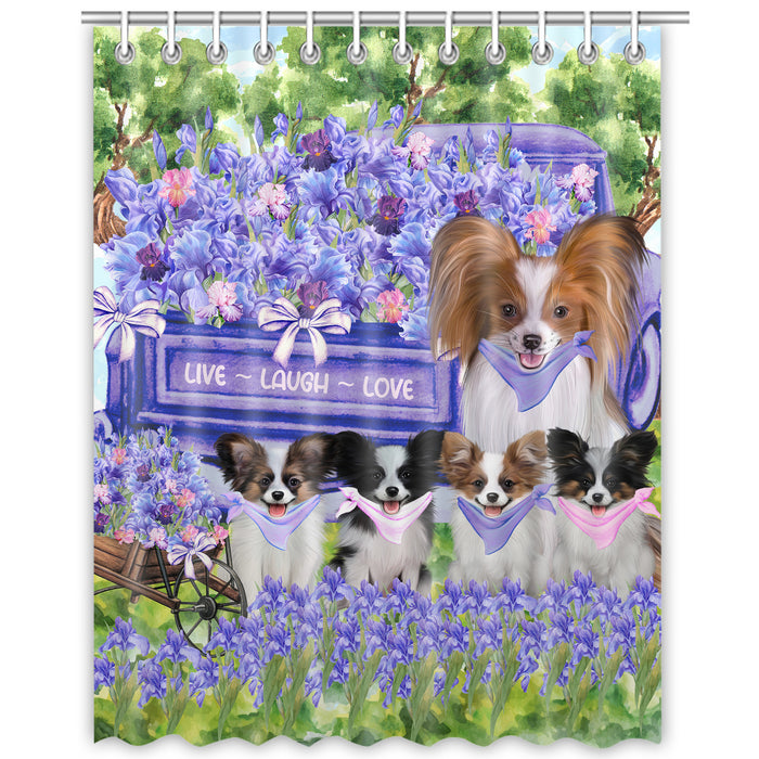 Papillon Shower Curtain, Explore a Variety of Personalized Designs, Custom, Waterproof Bathtub Curtains with Hooks for Bathroom, Dog Gift for Pet Lovers