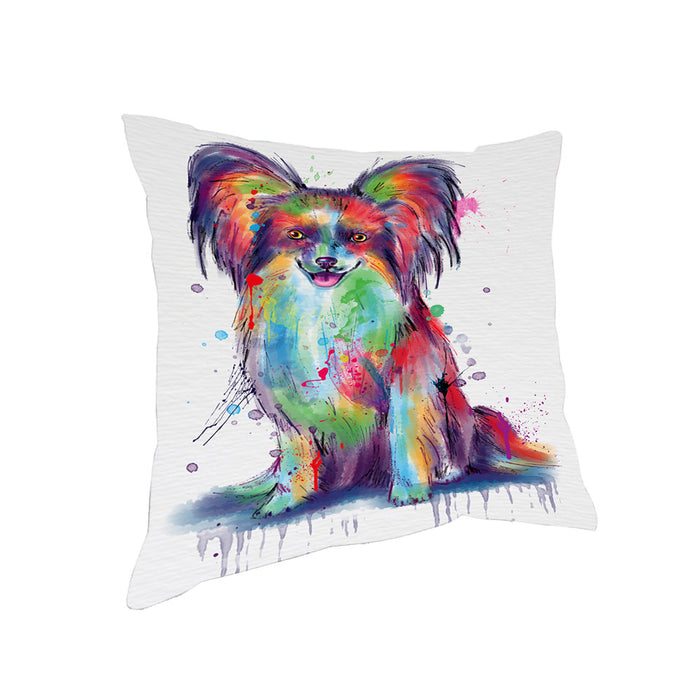Watercolor Papillon Dog Pillow with Top Quality High-Resolution Images - Ultra Soft Pet Pillows for Sleeping - Reversible & Comfort - Ideal Gift for Dog Lover - Cushion for Sofa Couch Bed - 100% Polyester