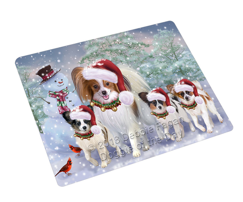 Christmas Running Family Papillon Dogs Refrigerator / Dishwasher Magnet RMAG105216