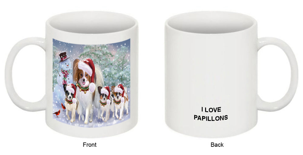 Christmas Running Family Papillon Dogs Coffee Mug MUG52532