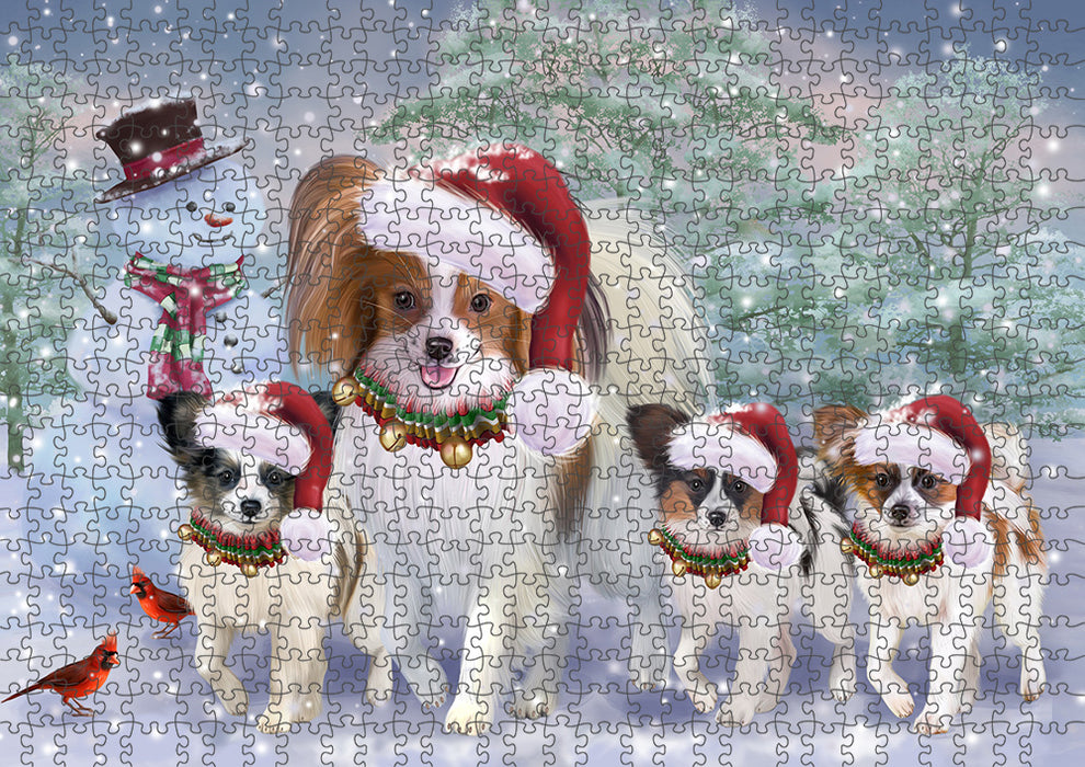 Christmas Running Family Papillon Dogs Puzzle  PUZ97308