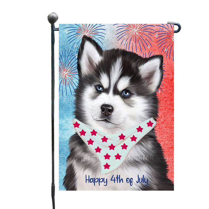 Patriotic Fireworks Siberian Husky Dogs Garden Flags - Outdoor Double Sided Garden Yard Porch Lawn Spring Decorative Vertical Home Flags 12 1/2"w x 18"h