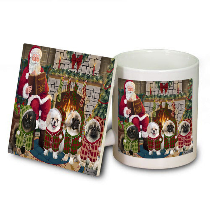 Christmas Cozy Holiday Tails Pekingeses Dog Mug and Coaster Set MUC55365