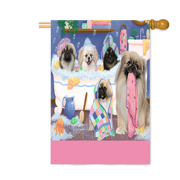 Personalized Rub A Dub Dogs In A Tub Pekingese Dogs Custom House Flag FLG64358
