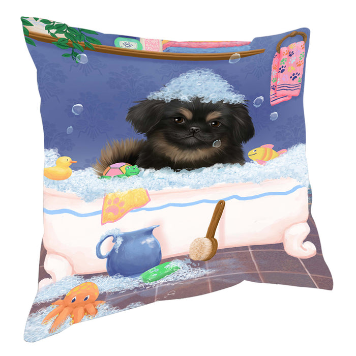 Rub A Dub Dog In A Tub Pekingese Dog Pillow with Top Quality High-Resolution Images - Ultra Soft Pet Pillows for Sleeping - Reversible & Comfort - Ideal Gift for Dog Lover - Cushion for Sofa Couch Bed - 100% Polyester, PILA90673