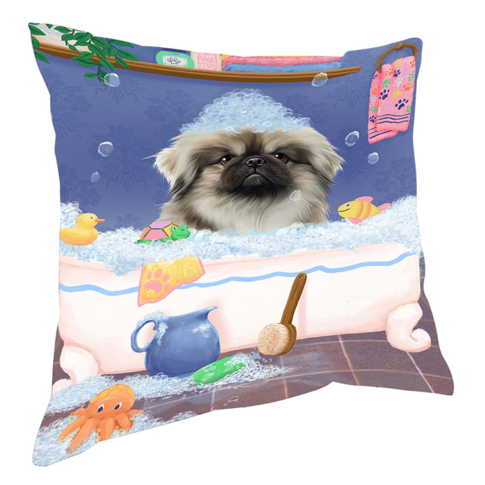 Rub A Dub Dog In A Tub Pekingese Dog Pillow with Top Quality High-Resolution Images - Ultra Soft Pet Pillows for Sleeping - Reversible & Comfort - Ideal Gift for Dog Lover - Cushion for Sofa Couch Bed - 100% Polyester, PILA90667