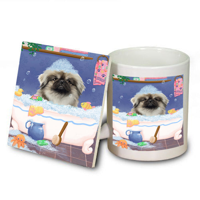 Rub A Dub Dog In A Tub Pekingese Dog Mug and Coaster Set MUC57396
