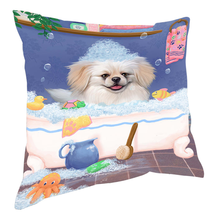Rub A Dub Dog In A Tub Pekingese Dog Pillow with Top Quality High-Resolution Images - Ultra Soft Pet Pillows for Sleeping - Reversible & Comfort - Ideal Gift for Dog Lover - Cushion for Sofa Couch Bed - 100% Polyester, PILA90670