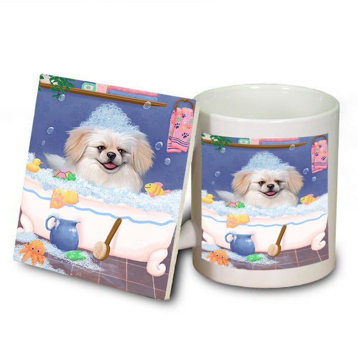 Rub A Dub Dog In A Tub Pekingese Dog Mug and Coaster Set MUC57397