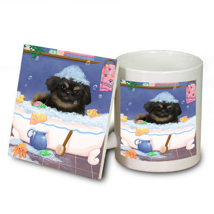 Rub A Dub Dog In A Tub Pekingese Dog Mug and Coaster Set MUC57398