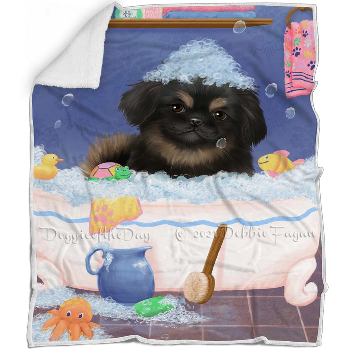 Rub A Dub Dog In A Tub Pekingese Dog Blanket BLNKT143115