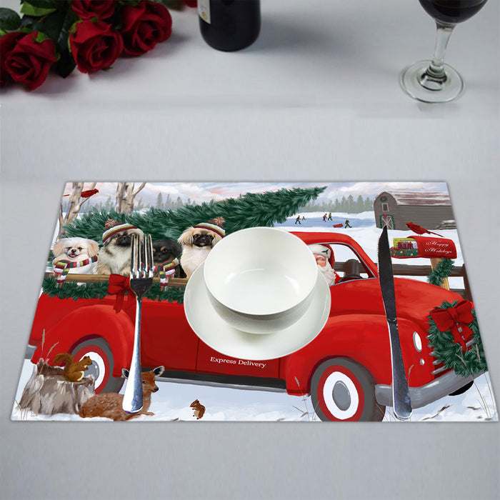 Christmas Santa Express Delivery Red Truck Pekingese Dogs Placemat