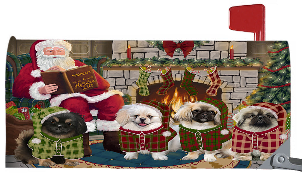 Christmas Cozy Holiday Fire Tails Pekingese Dogs 6.5 x 19 Inches Magnetic Mailbox Cover Post Box Cover Wraps Garden Yard Décor MBC48919