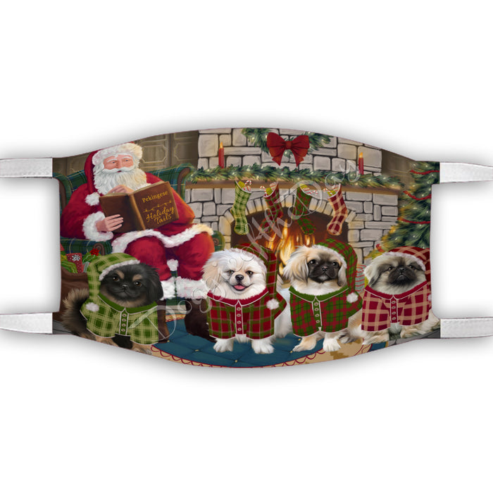 Christmas Cozy Holiday Fire Tails Pekingese Dogs Face Mask FM48652