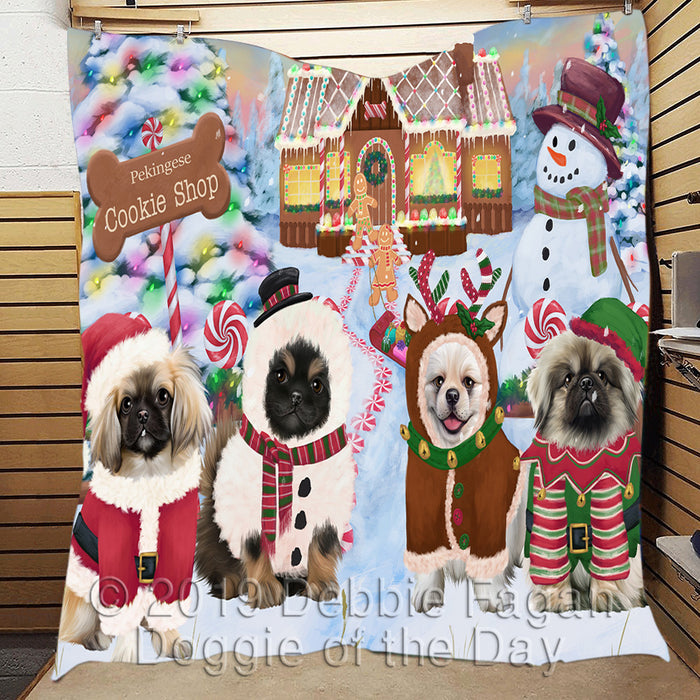 Holiday Gingerbread Cookie Pekingese Dogs Quilt