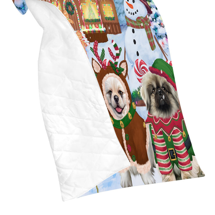 Holiday Gingerbread Cookie Pekingese Dogs Quilt
